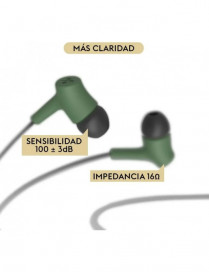 Audífono Ecológico HUNE HAYA-BOSQUE CON MICROFONO 3.5MM 1.2Mt Verde